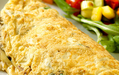 LCHF hrustljava omleta z gobicami