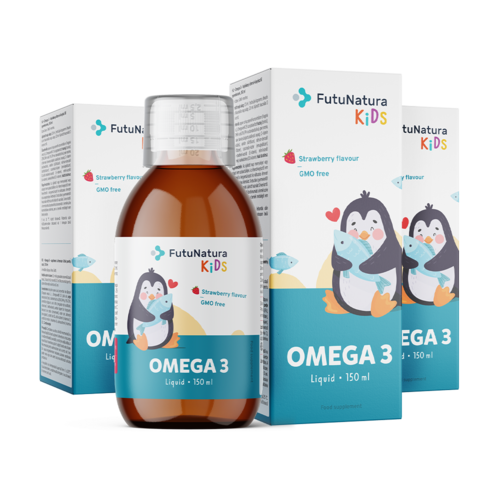 3x OMEGA 3 – Complemento alimenticio líquido para niños, en total 450 ml