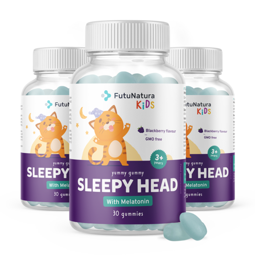 3x SLEEPY HEAD - Las gomitas para dormir para niños, en total 90 gomitas