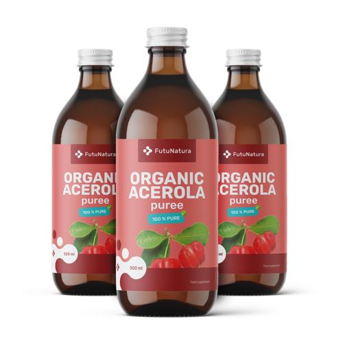 3x BIO Zumo de pulpa de acerola, en total 1500 ml