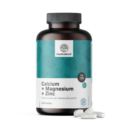 Calcio + magnesio + zinc en comprimidos para el suministro de todo el año.