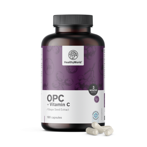 OPC – partir de pedicelo de uva + vitamina C, 180 cápsulas