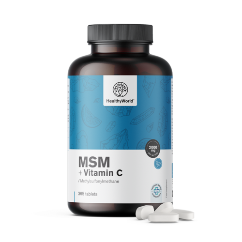 MSM 2000 mg – con vitamina C, 365 comprimidos