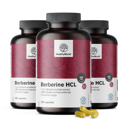 3x Berberina HCL 500 mg, en total 540 cápsulas
