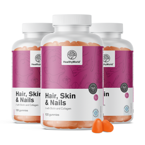 3x Hair, Skin & Nails – Gominolas para el cabello, piel y uñas, en total 360 gominolas