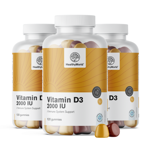 3x Vitamina D3 2000 UI, en total 360 gominolas