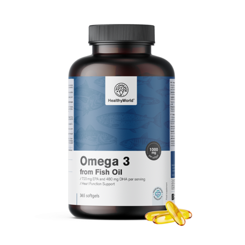 Omega-3 1000 mg – de aceite de pescado, 365 cápsulas blandas