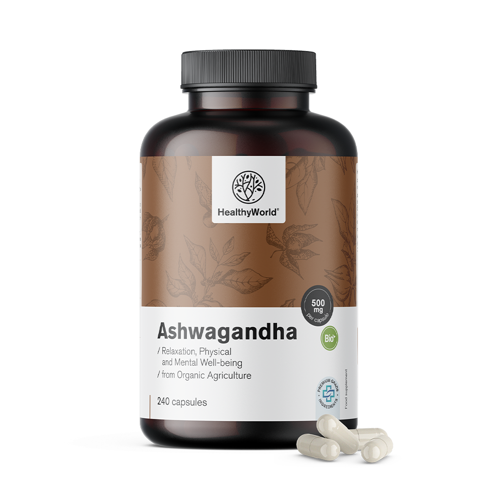 Ashwagandha 500 mg en cápsulas.