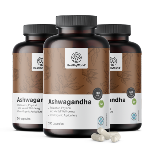 3x Ashwagandha 500 mg, en total 720 cápsulas 