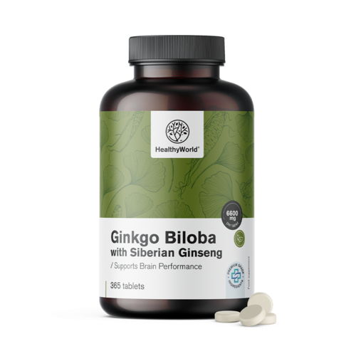 Ginkgo biloba y ginseng siberiano 6600 mg, 365 comprimidos