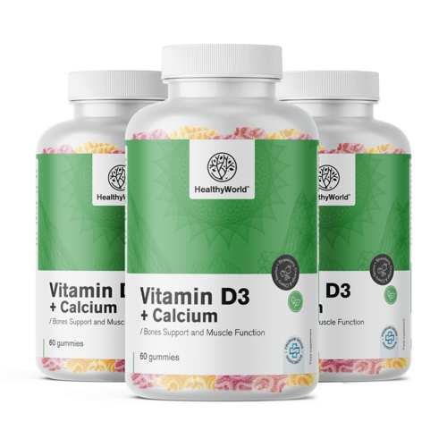 3x Vitamina D3 + Calcio, en total 180 gominolas