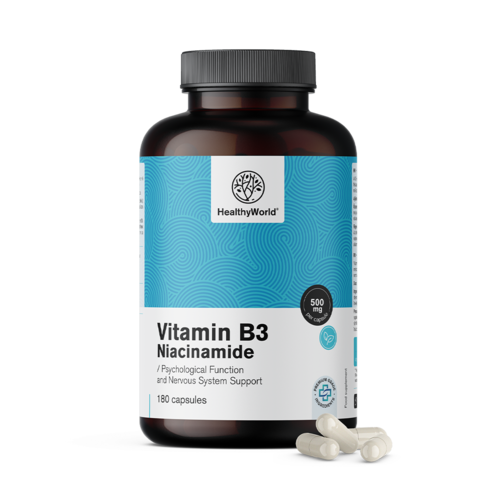 Vitamina B3 500 mg en cápsulas.