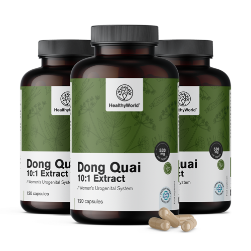 3x Angélica china - Dong Quai 530 mg, en total 360 cápsulas