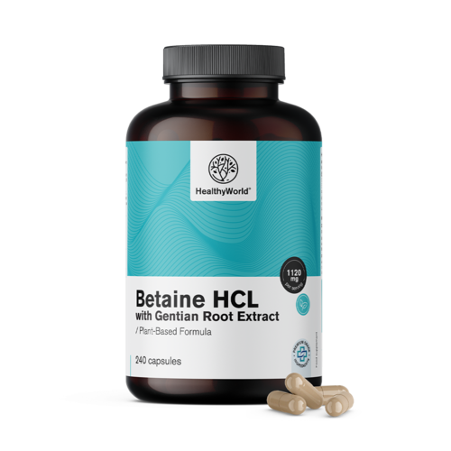 Betain HCL 1120 mg con enzima de genciana.