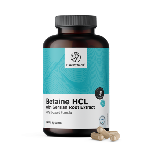 Betaína HCL 1120 mg, 240 cápsulas