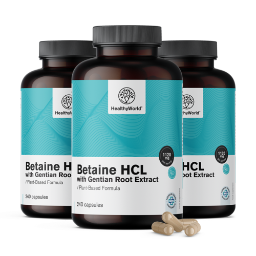 3x Betaína HCL 1120 mg, en total 720 cápsulas