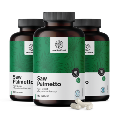 3x Saw Palmetto – Serenoa repens 320 mg, en total 540 cápsulas