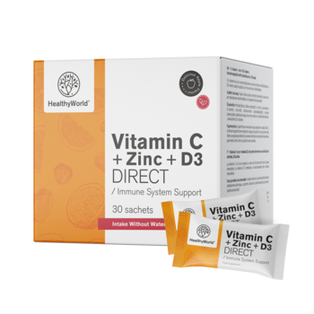 Vitamina C 500 + Zinc + D3 DIRECT con sabor a manzana