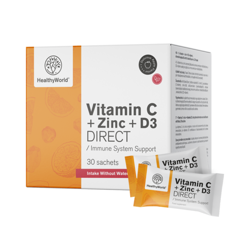 Vitamina C 500 + Zinc + D3 DIRECT, 30 sobres