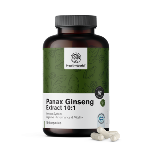 Panax Ginseng 300 mg - extracto de ginseng 10:1, 180 cápsulas