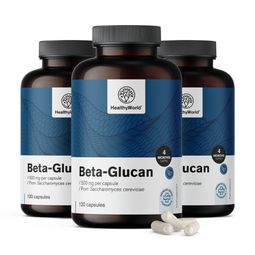 3x Beta-glucano 500 mg, en total 360 cápsulas