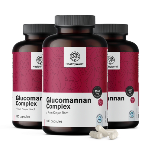 3x Complejo de glucomanano 3000 mg, en total 540 cápsulas