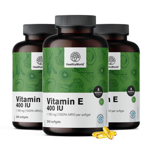 3x Vitamina E 400 UI, en total 720 cápsulas blandas