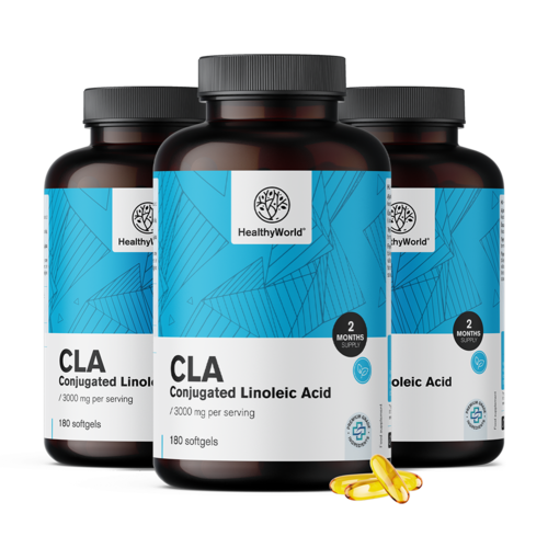 3x CLA 3000 mg - ácido linoleico conjugado, en total 540 cápsulas blandas