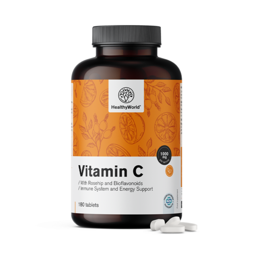 Vitamina C 1000 mg - con rosa canina y bioflavonoides, 180 comprimidos