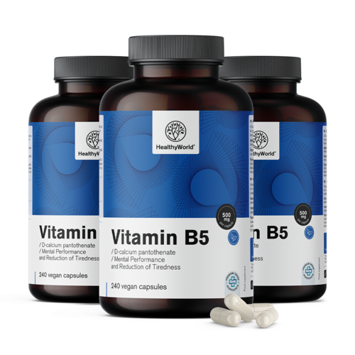 3x Vitamina B5 500 mg, en total 720 cápsulas