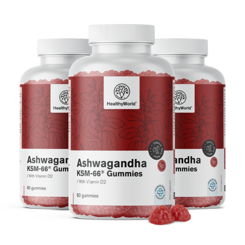 3x Ashwagandha KSM-66 300 mg, en total 180 gominolas