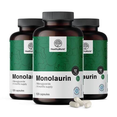 3x Monolaurina 500 mg, en total 360 cápsulas