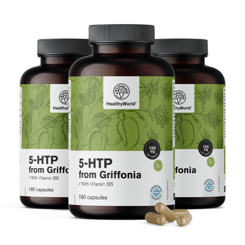 3x 5-HTP 150 mg - Griffonia Simplicifolia, en total 540 cápsulas