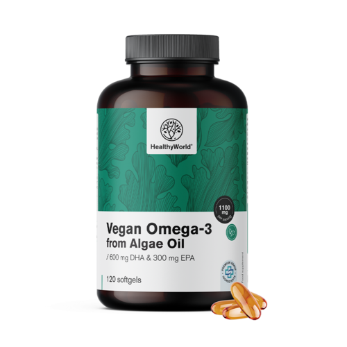 Omega-3 vegano 1100 mg - de algas, 120 cápsulas blandas