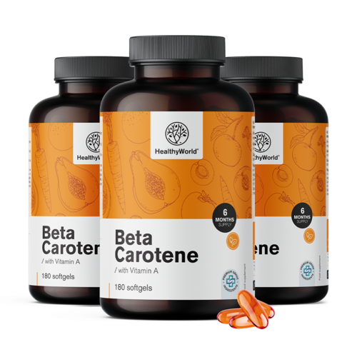 3x Beta-caroteno 25.000 UI, en total 540 cápsulas blandas