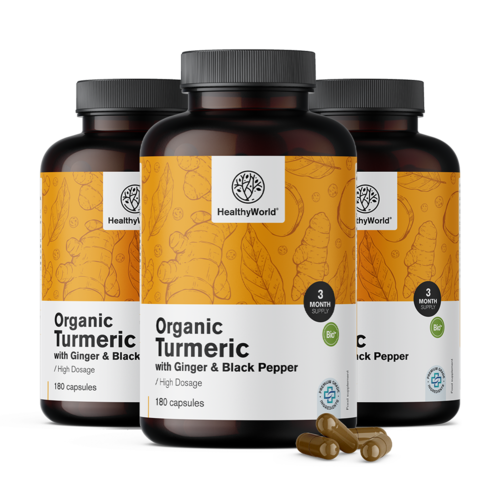 3x BIO Cúrcuma 1440 mg - con jengibre y pimienta negra, en total 540 cápsulas
