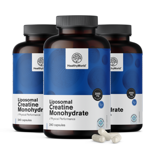 3x Monohidrato de creatina liposomal 3000 mg, en total 720 cápsulas