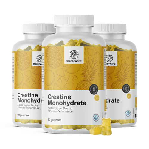 3x Monohidrato de creatina 3000 mg – piña, en total 270 gominolas
