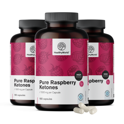 3x Cetonas de frambuesa 1500 mg, en total 540 cápsulas
