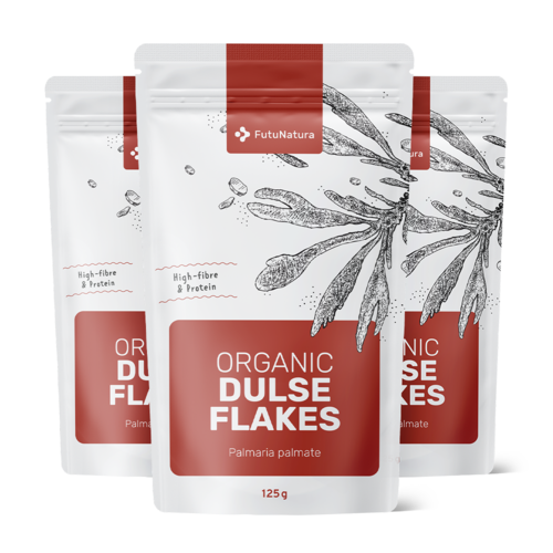3x BIO Copos de alga dulse – 100 % hojas de alga dulse, en total 375 g