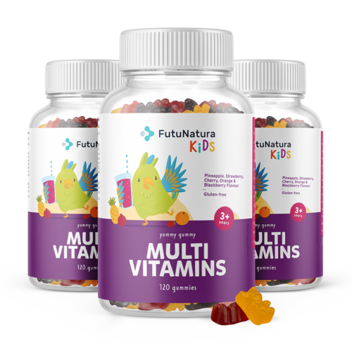3x MULTI VITAMINS – Gominolas multivitamínicas infantiles, en total 360 gominolas