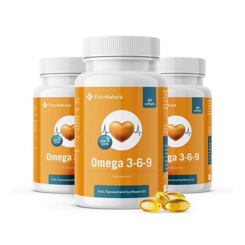 3x Omega 3-6-9, en total 180 cápsulas blandas
