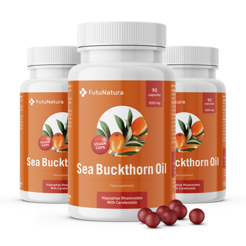 3x Aceite de espino amarillo 1200 mg, en total 270 cápsulas