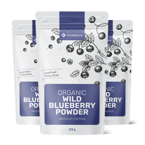 3x BIO Arándano silvestre en polvo, en total 375 g