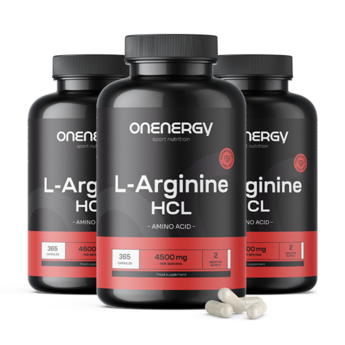 3x L-arginina HCL 4500 mg, en total 1095 cápsulas