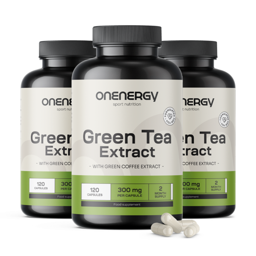 3x Té verde 600 mg – extracto, en total 360 cápsulas