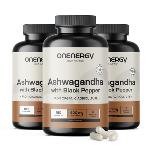 3x Ashwagandha con pimienta negra, en total 540 cápsulas