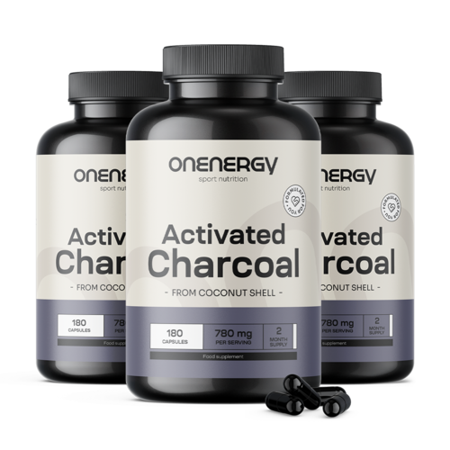 3x Carbón activado 780 mg - de cáscaras de coco, en total 540 cápsulas