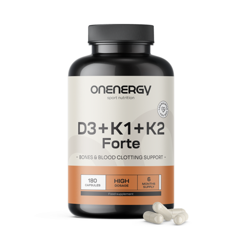 Vitamina D3 + K1 + K2 FORTE, 180 cápsulas