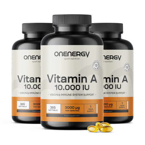 3x Vitamina A 10.000 UI, en total 1095 cápsulas blandas
